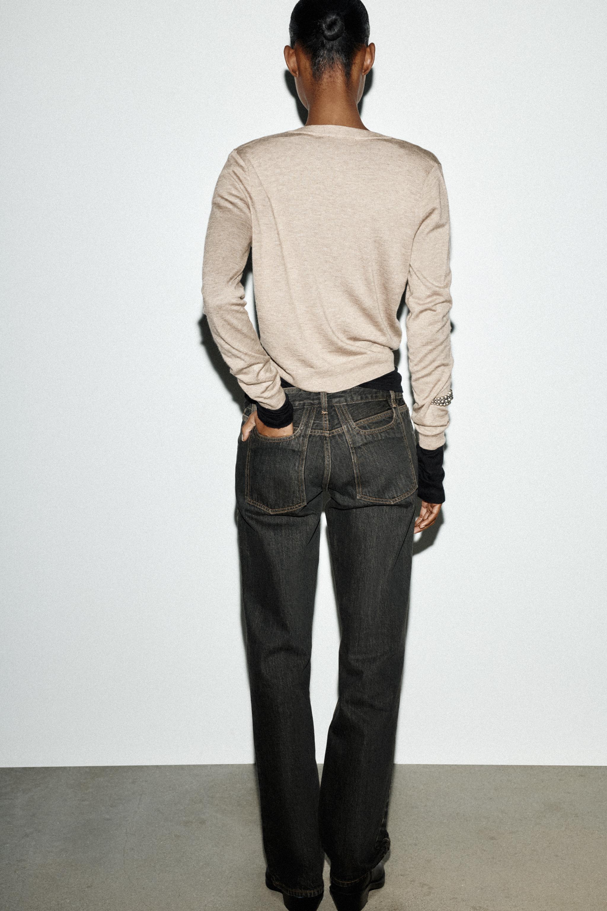 LONG SLEEVE WOOL BLEND CARDIGAN